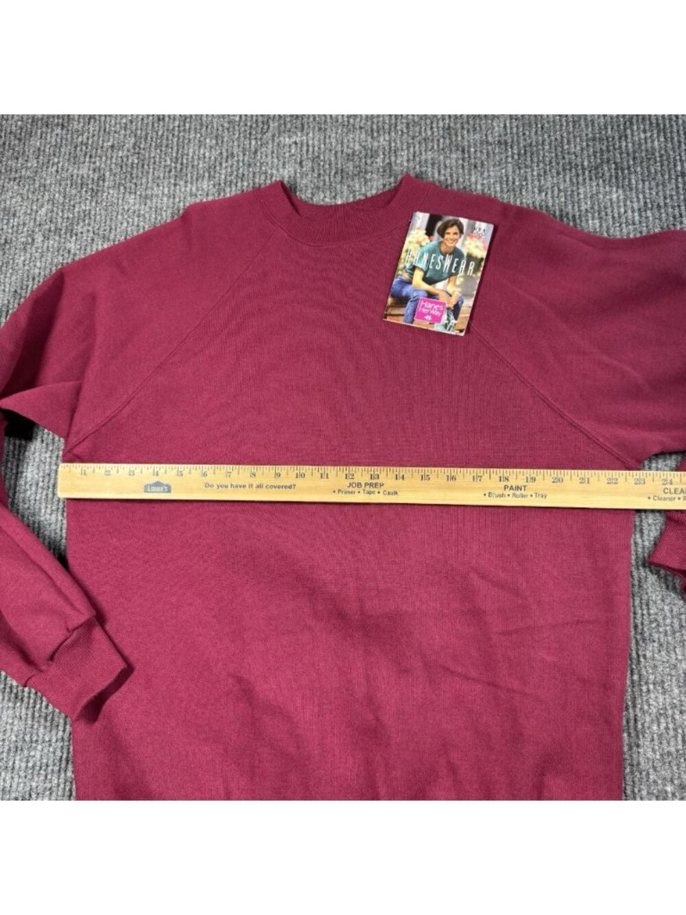 Vintage Hanes Her Way Sweatshirt Womens XL Chili Deep Purple Pink USA 90s NEW - Picture 7 of 8